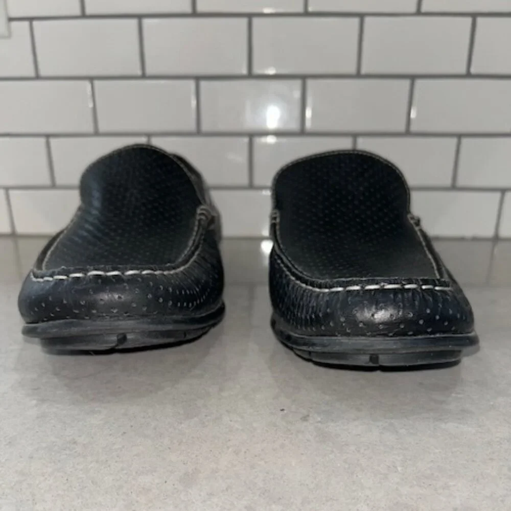 Ecco Men's Black Genuine Leather Perforated Loafers Sz 11 Excellent